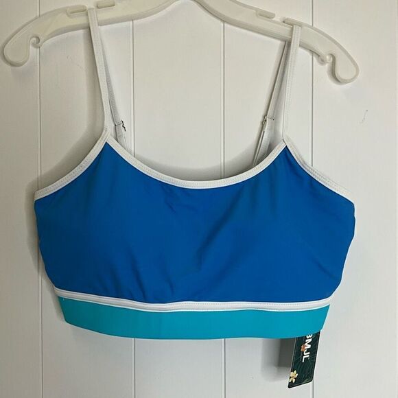 BMJL Womens Size Large Swimwear Bikini Top Blue Turquoise Adjustable Straps NWT - Picture 1 of 9